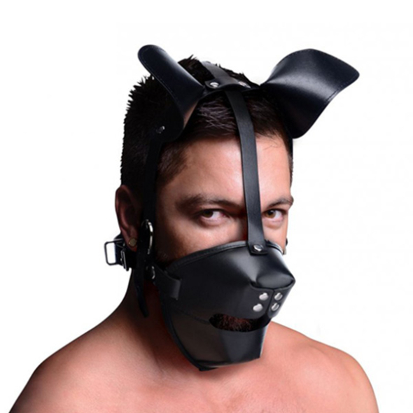 1 Puppy Play Mask With Ball Gag - Black
