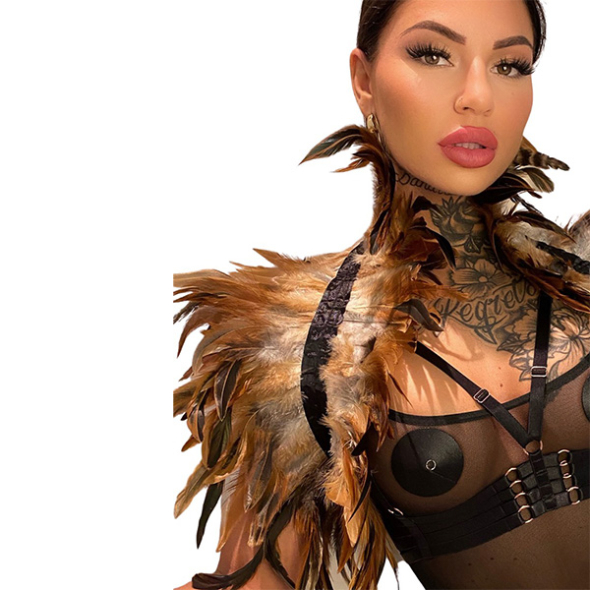 Kinky Diva Feather Shoulder Wrap Nude