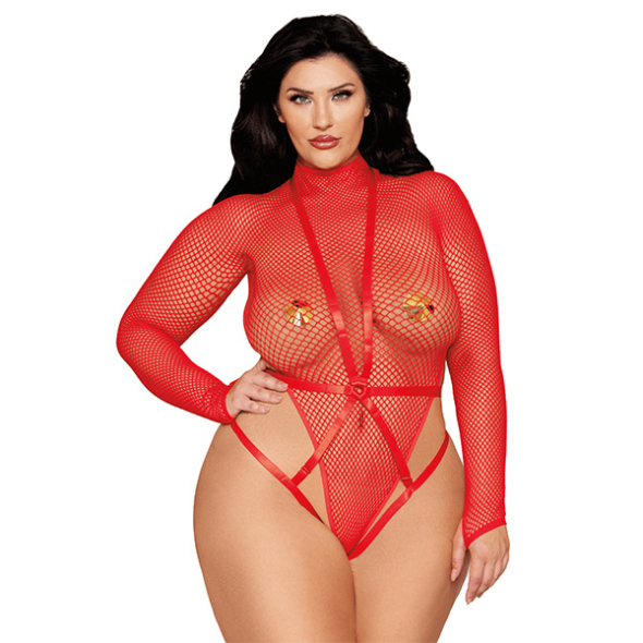 Body Résille String Curves Rouge