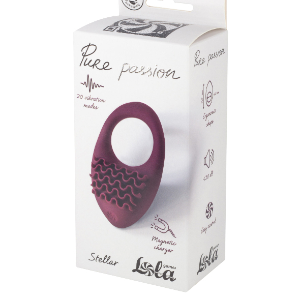 Anneau pénien vibrant rechargeable Pure Passion Stellar Wine Red Lola