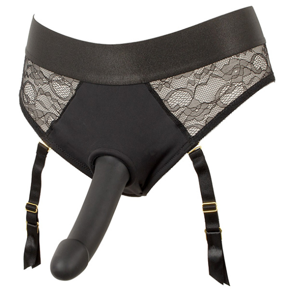 Strap On Culotte Porte jarretelles Noir + gode silicone