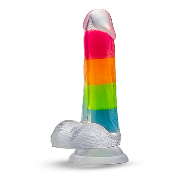 Gode ​​Elite Glow In The Dark Rainbow Rave 16.5 cm  en silicone double densité multicolore