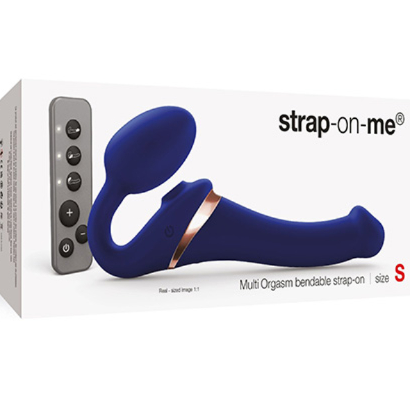 Strap On Me Multi orgasmes Bleu Nuit Télécommandé 3 moteurs