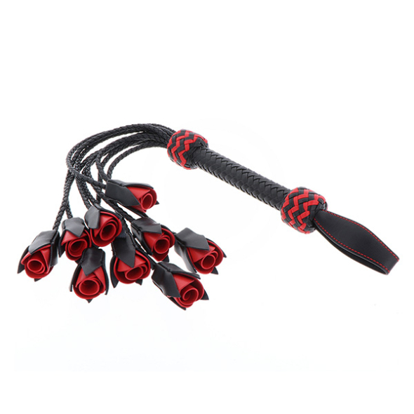 Hidden Desire Genuine Leather Roses Whip Fouet en cuir
