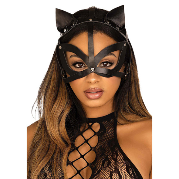 Vegan Leather Studded Cat Mask