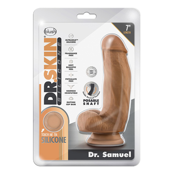 Dr Skin Samuel Dildo en silicone avec ventouse Mocha 17.7 cm