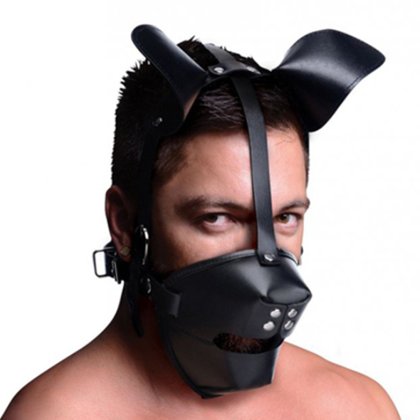 1 Puppy Play Mask With Ball Gag - Black