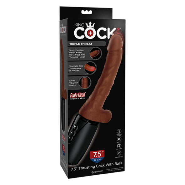 1 Pipedream King Cock Plus Thrusting Cock with Balls Vibrant Va et Vient Chauffant