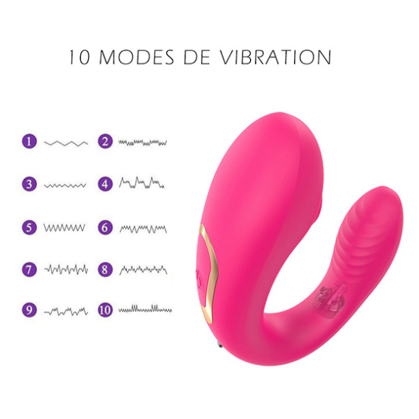 1 Vibromasseur de couple rose, USB avec 2 moteurs pour stimulation Point G et clitoridienne avec télécommande
