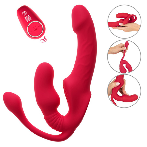 Strapless Strap-on 3 moteurs Red