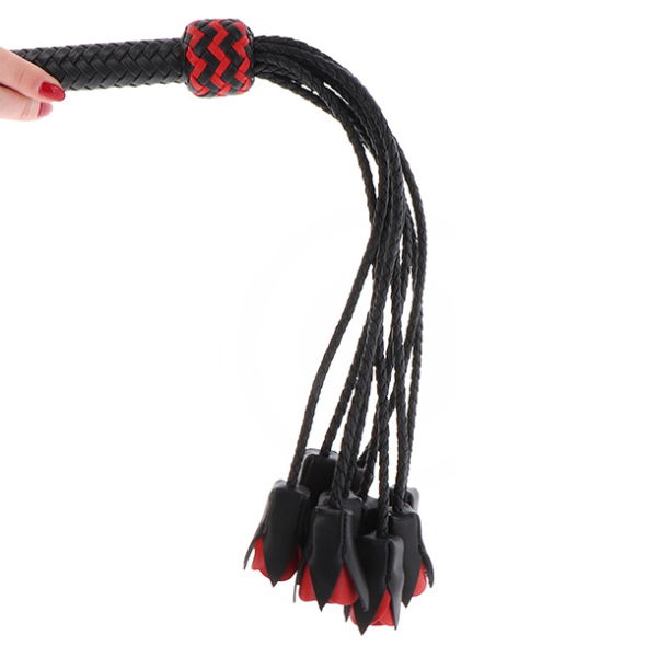 Hidden Desire Genuine Leather Roses Whip Fouet en cuir