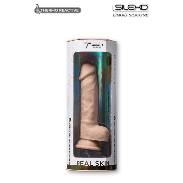 Gode Ventouse Real Skin Silicone Liquide CHAIR  17.8 cm Modèle 1